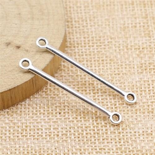 WYSIWYG 20pcs Jewelry DIY Handmade Craft Charms Antique Silver Color 4x40mm Connector Connector