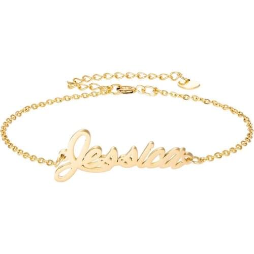Jessica Name Bracelet for Women Girl Jewelry Stainless Steel 18k Gold Plated Nameplate Pendant Femme Mother Girlfriend Best Gift