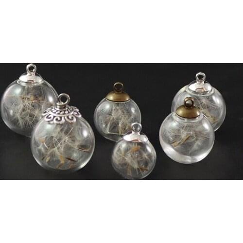 Women Necklace Dandelion Glass Ball Pendant Necklace Charm Trendy Natural Dandelion Pendant Transparent Lucky WISH Glass Ball