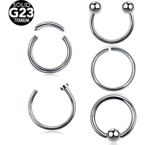 1PC Titanium Nose Rings Ear Helix Clicker Piercings Labret Piercings Septum Nose Lip Eyebrow Tragus CBR Piercings Body Jewelry