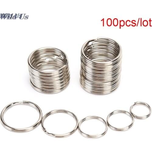 100PCS Dia 12 15 16 20mm Stainless Steel DIY Polished Split Ring Keyrings Key Chain Hoop Loop Key Holder