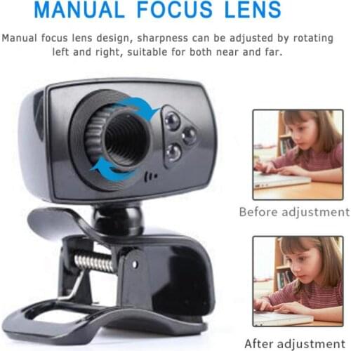 2020 Full HD 50mp Webcam USB 3 LED Camera 360° Rotation Black Built-In Microphone Drive-Free 480p Computer Camera For PC Laptop