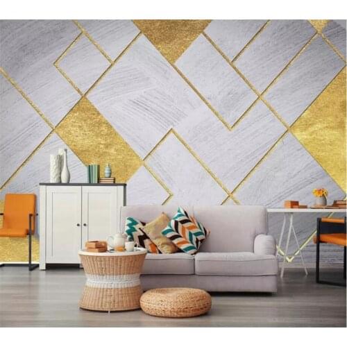 Beibehang Custom wallpaper 3d mural Nordic minimalist personality retro abstract geometric golden TV background wall paper mural
