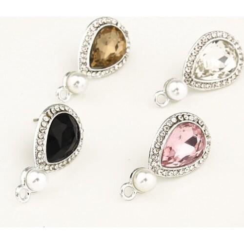 4pcs DIY Crystal Waterdrop Earrings Findings With One Hole Earring Charms Women Aretes Pendientes Handmade Jewelry Accessories