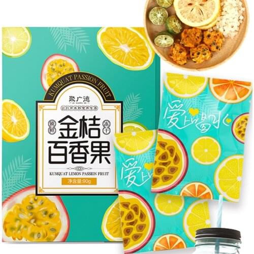 5 Pcs Chinese Dried Fruit Tea Teabags with Kumquat Passion Fruits Lemon Tea Bag Gift Pack Total Weights 90g