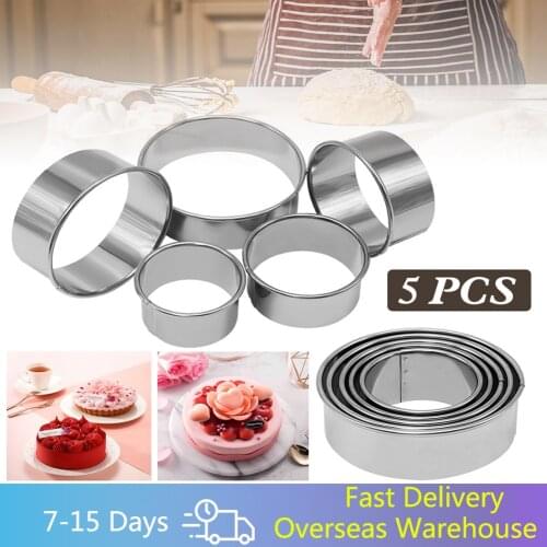 5Pcs/Set Round Biscuit Cutters Stainless Steel Pastry Dough Cutter Set Round Baking Molds 5 Sizes Kitchen Tools Cookie Mold