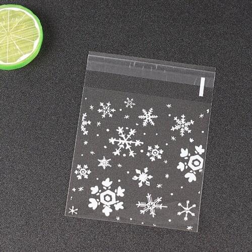 50pcs Clear Opp Cellophane Packaging Bag Gift Bag Baking Cookies Candy Self-Adhesive Seal Bags Wedding Christmas Snowflake Bags