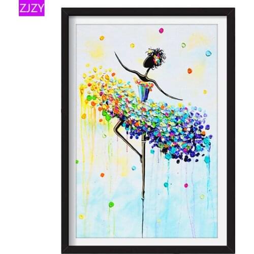 ZJZY Round Drill 5D DIY Diamond Painting New Arrival "Color Clothing Ballet Dancer" Hand Embroidery Art Mosaic Decoration LY398