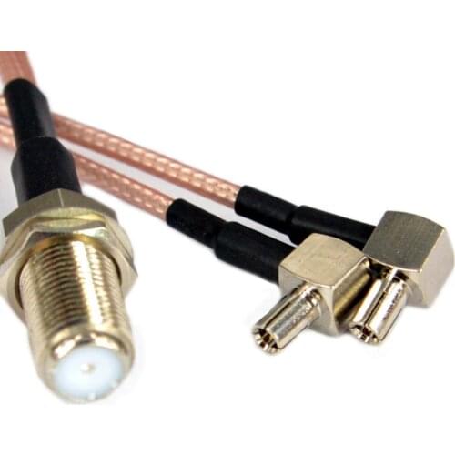 Antenna cable F to 2 X TS9/CRC9 Male ConnectorSplitter Combiner Y type Cable Pigtail RG316 15CM for 3G/4G modem router