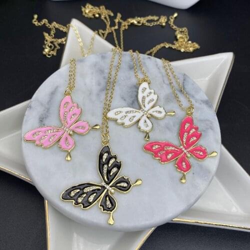 10pcs/lot 18inches O Chain Butterfly Pendant Necklace Women Jewelry