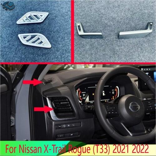 For Nissan X-Trail Rogue (T33) 2021 2022 ABS Chrome Air Vent Outlet Cover Dashboard Trim Bezel Frame Molding Garnish
