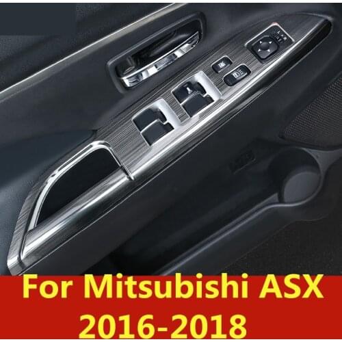 Car window glass switch button Decorative sticker sequins Door armrest decorative frame For Mitsubishi ASX 2016-2018