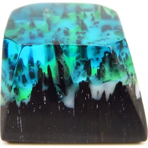 Handmade Backlight Resin Keycaps For Cherry Mx Switch Mechanical Keyboard OEM R4 Luminous Snow Mountain Jungle Wood Key Caps