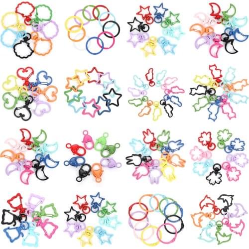 10Pcs 14 Colors 16 Shapes Star Metal Key Holder Split Rings Connectors For Jewelry Making Keychain Keyring Accessories Finding