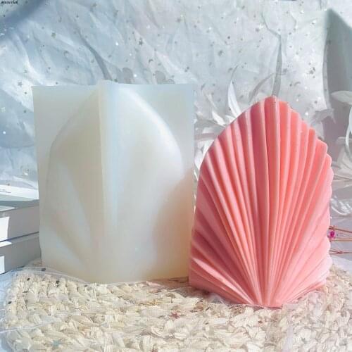 Minsunbak 6.7 Inch Large Shell Scallop Silicone Candle mold DIY Palm Leaf Shaped Handmade Plaster Making Tools Cake Decoration