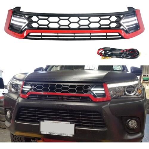Modified For Hilux REVO Racing Grill For Hilux REVO TRD 2015 2016 2017 Front Bumper Mesh Cover Front Grills Grille For Trims