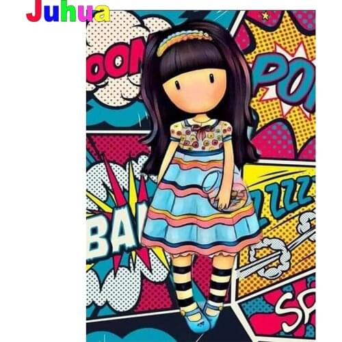 Home Art Diamond Painting Hip Hop Cartoon Girl DIY Full Square New Arrival Diamond Embroidery Cross Stitch Gift Kits Home Decor