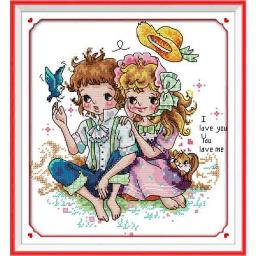 Happy spring outing cross stitch kit 14ct 11ct count print canvas stitching embroidery DIY handmade needlework