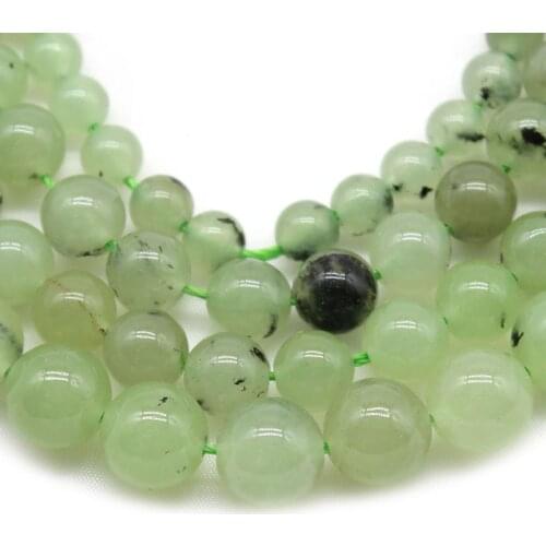 Natural Green Quartz Prehnites Stone Round Loose Spacer Beads For Jewelry Making DIY Ear Bracelet Accessories 15"Strand 6/8/10mm