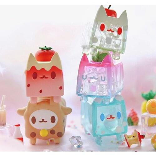 Original BOXCAT Sweet Drink Series Blind Box Toys Doll Random One Cute Anime Figure Gift Chotolate Grape Soda Strawberry