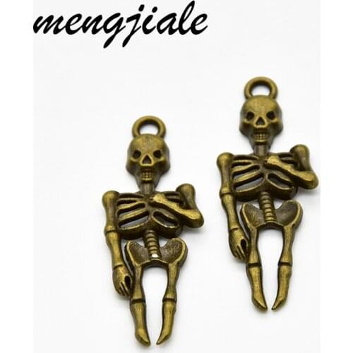 8pcs Retro antique bronze pendants Skull bones Charms for DIY Supplies Jewelry Making 43*15mm