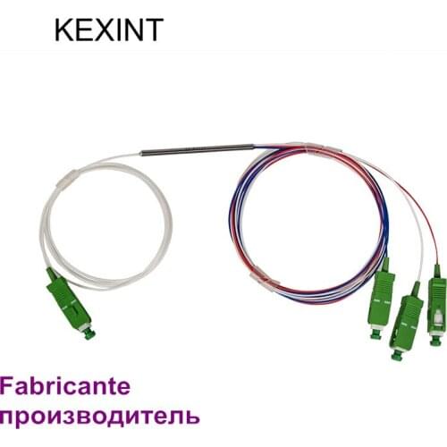 Manufacturer transmission coupler FBT coupler fiber optic 1*3 SM 0.9 mini tube 1310/1550 with connector SC/APC / 5Pieces