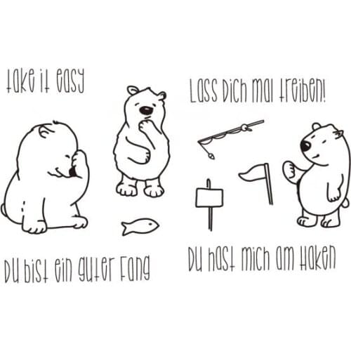 Bear with German Words Transparent Clear Silicone Stamp/Seal for DIY scrapbooking/photo album Decorative clear stamp ST0333