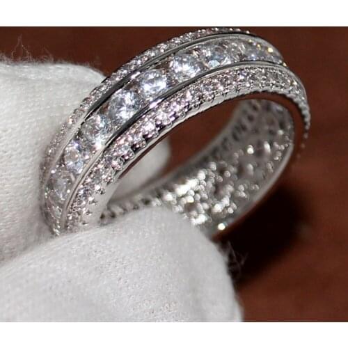 Size 5-11 Brand New Drop Shipping Sparkling Fashion Jewelry White Gold Filled 5A Zirconia Pave Cute Women Wedding Band Ring Gift