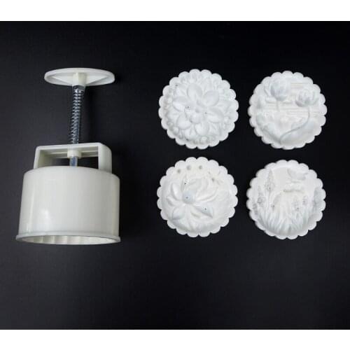 94PF Cookie Cutter Moon Cake Mould Exquisite Pattern Style DIY Cake Decoration Food-Grade Plastic Chinese Lotus Shape Home