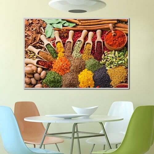 Modern Kitchen Wall Art Canvas Painting Colorful Seasoning Picture Posters And Prints Wall Pictures For Kitchen Room Decoration