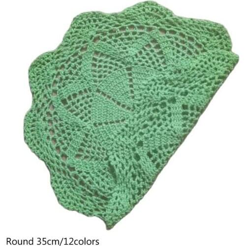 Modern round lace cotton table place mat crochet coffee placemat glass pad Christmas coaster cup mug tea dining doily kitchen