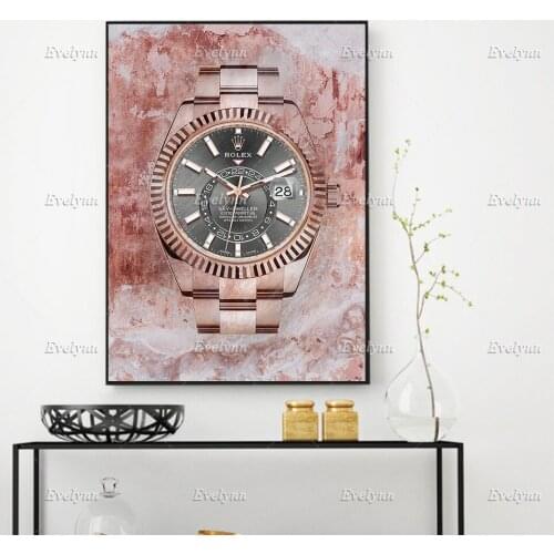 Modern Nordic Canvas Art Prints Poster- Watches Rose Gold Wall Art Office/Home Decor Modular Pictures Painting Floating Frame