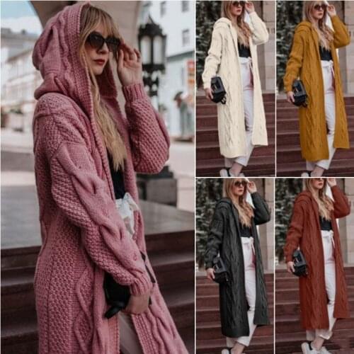 New 2020 Fashion Women Sweaters Long-sleeved Hooded Sweater Loose Women Sweaters Cardigan Sweater Knitted Sweater For Women