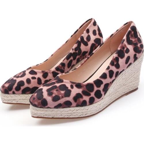 Fashion Ladies High Heels Women Leopard Shoes Wedges Heels Party Shoes Brand Women Pumps Elegant Lady Wedge Heel 7cm A3956