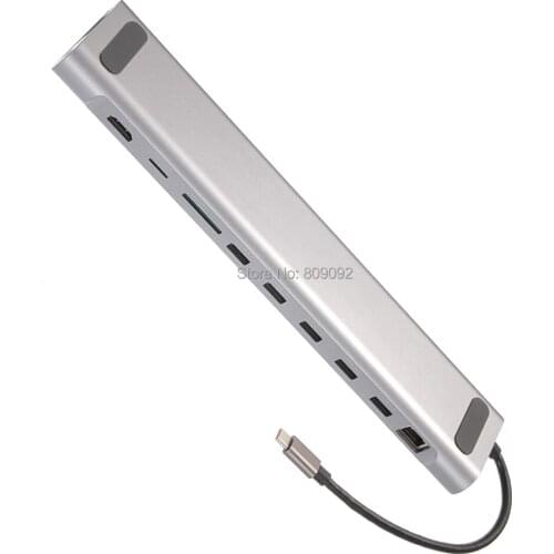 12 in 1 USB C Hub to HDMI 4K RJ45 Ethernet LAN USB3.0/VGA/SD Card Reader for MacBook Asus Lenovo Laptop Huawei Type C Laptop