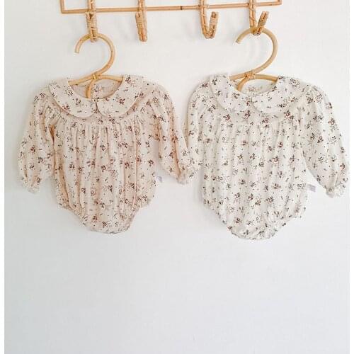 Spring Baby Girl Rompers 0-24M One Piece Cotton Linen Printing Baby Jumpsuits Long Sleeve Autumn Newborn Baby Girl Clothes