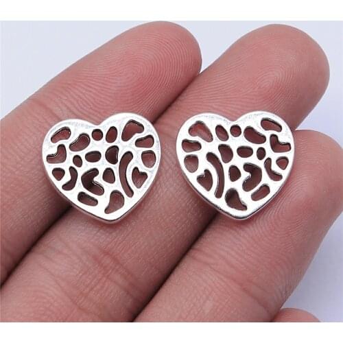 WYSIWYG 20pcs 17x17mm Antique Silver Color Hollow Heart Charms Pendant For Jewelry Making DIY Jewelry Findings