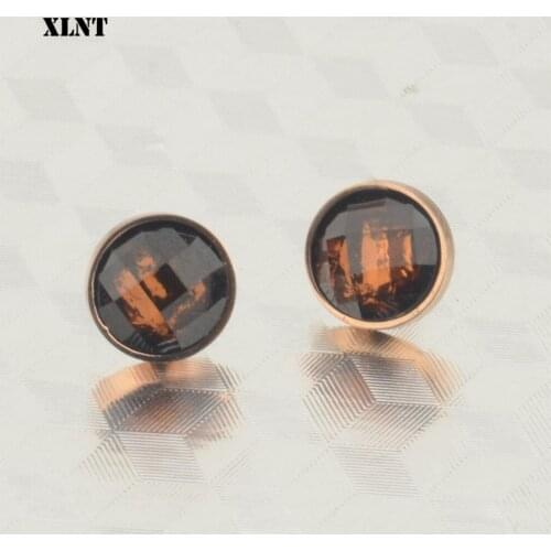 XLNT Fashion Korean Style Small Circle Stud Earrings Luxury Gold Color Rhinestone Earring Women Weddings Party Jewelry