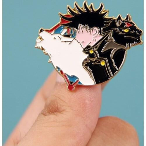 XM-funny Anime brooch Fu Heihui and black and white jade dog brooch curse back to fight anime badge accessories