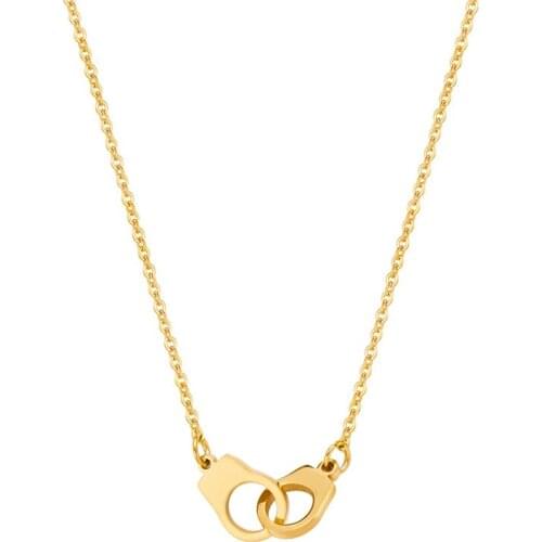 Fever&Free Stainless Steel Gold Handcuffs Pendant Necklace For Women Couples Geometric Necklace Charm Jewelry For Lovers Gift