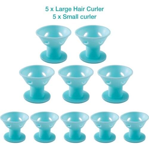 10PCS/set Soft Rubber Magic Hair Care Curlers Mushroom Style No Heat Resin Hair Rollers Twist Hair Styling DIY Tool Pink Blue