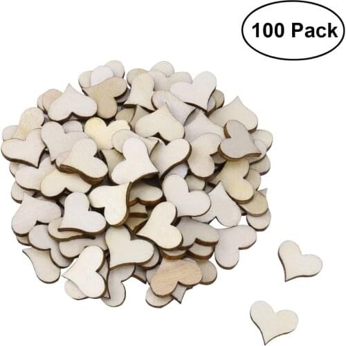 100PCS Wooden Heart for Wedding Decoration DIY Craft Wedding Table Confetti Ornaments Wood Hearts Love to Decorate Party