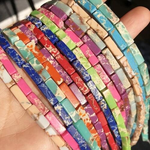 13x4mm Square Natural Beads Sea Sediment Turquoises Beads For Jewelry Making DIY Bracelet Earrings Accessories