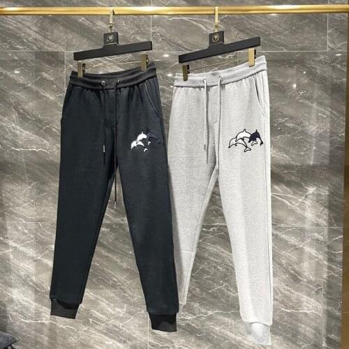 2021 Fashion Brand Sweatpants Men Dolphin Embroidery Cotton Casual Sports Trousers Thick Winter Mens Jogger Track Pants