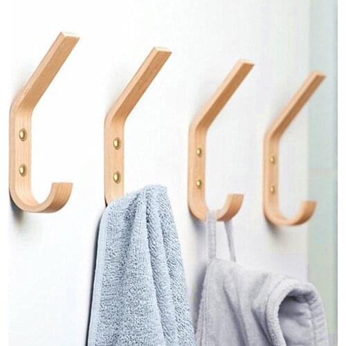 4 pcs Modern Solid Wooden Wall Hook Coat Hangers Hat Double Wood Hooks / Creative Wall Hooks / Decorative Wall Hook Coat Hangers
