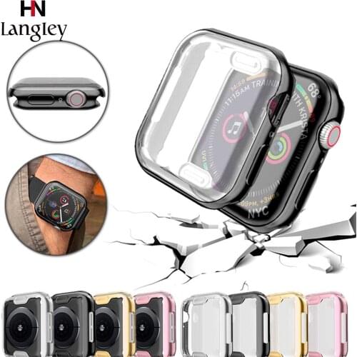 40mm 44mm Watch Case Cover For Apple Watch Series 4 3 2 1 38mm 42mm TPU Screen Protector Soft Clear Case Watches Accessories