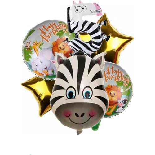 6pcs/set Giraffe Cow Zebra Head 16inch Animal Number 0-9 Balloons Suit Childrens Birthday Party Decoration Kids Inflatable Toy