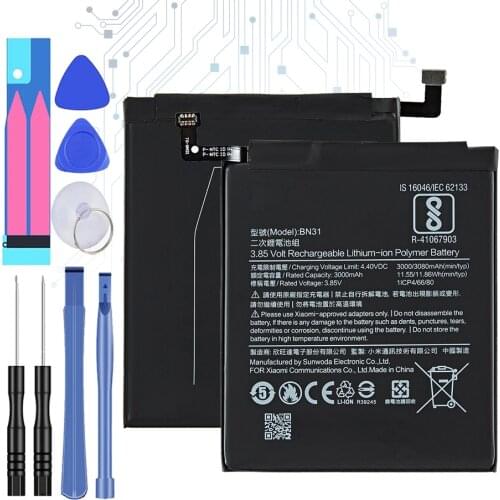 For Xiao mi redmi s2 BN31 3080mAh Battery For Xiaomi Mi 5X Mi5X Redmi Note 5A Note5A/ Pro Mi A1 Redmi Y1 Lite S2 BN 31 Batteries