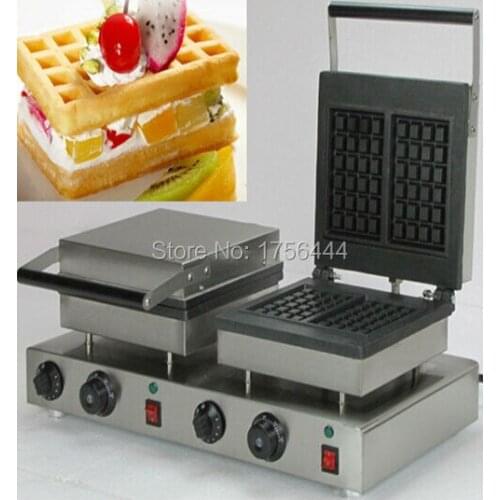 Free Shipping Commercial Use Non-stick 110v 220v Electric Dual Square Belgian Belgium Waffle Maker Baker Machine Iron