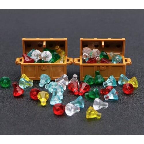 City Accessories Bricks Building Blocks Jewlery Box Gem Precious Stone Caribbean Pirate Figure Treasure Toy compatible with lego